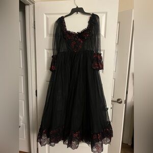 New Dolls Kill Widow Dance With Death Maxi Dress M Rare red and black version